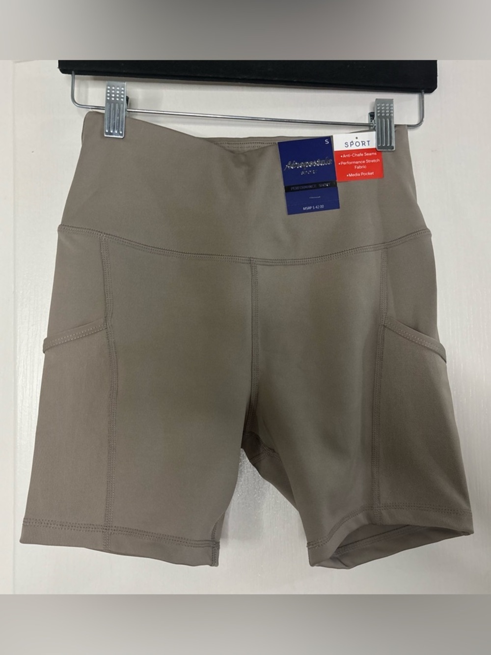 Aeropostale Taupe High-Rise Athletic Pocket Shorts